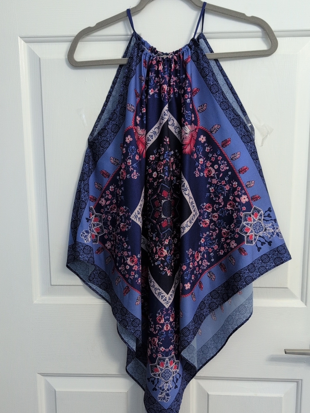 Blue Halter Scarf Top M/L Glam Bohemian By Skies Are Blue Handkerchief Festival - Picture 4 of 16